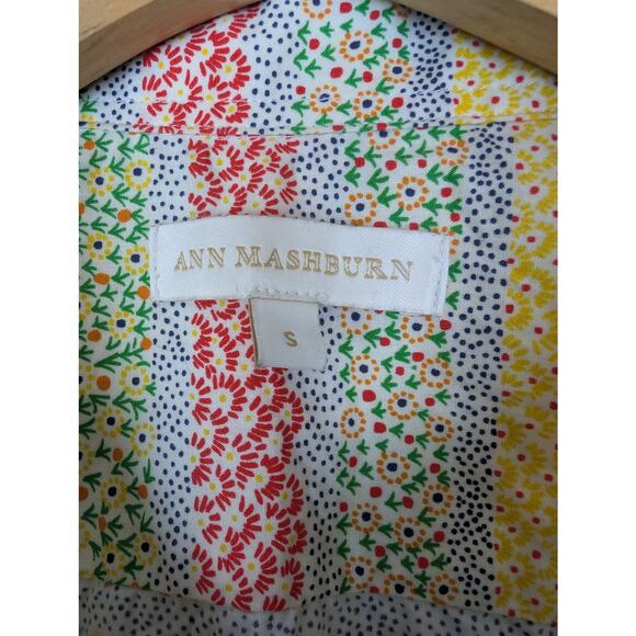 Ann Mashburn Floral Stripe Popover Cotton Blouse S - Picture 5 of 9